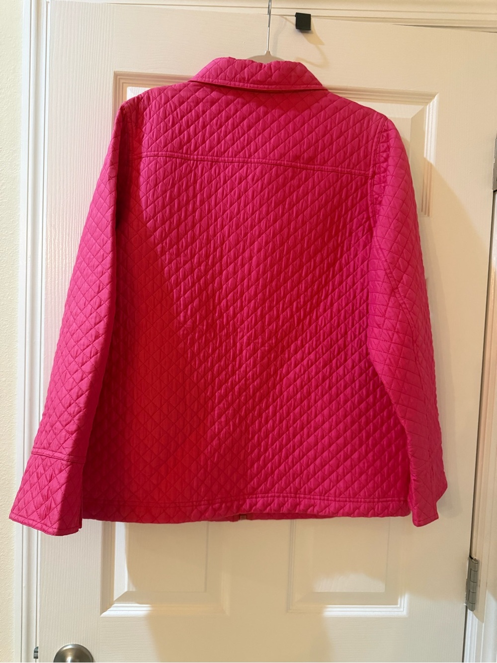 Quacker Factory 100% Silk Hot Pink Quilted Zip Jacket - Picture 4 of 6